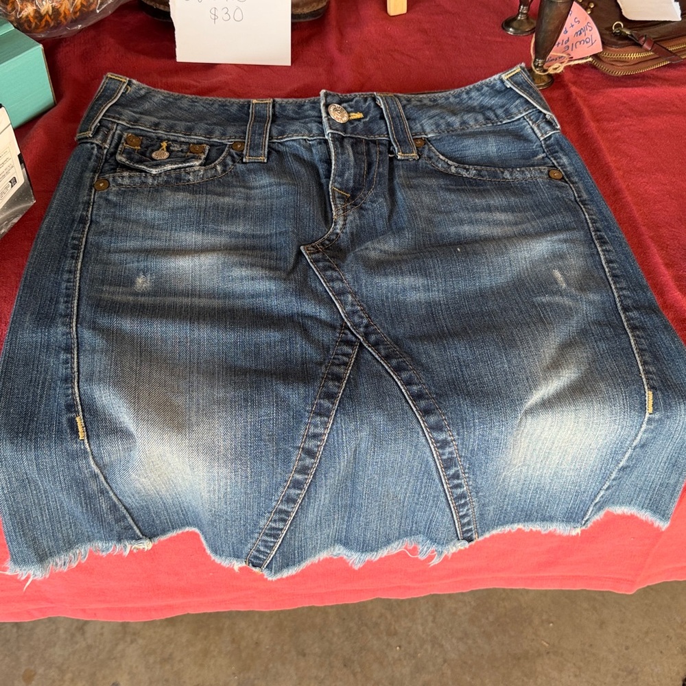 TRUE RELIGION Blk Denim mini skirt ABBY